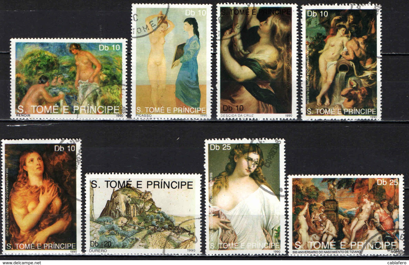 S. TOME' E PRINCIPE - 1990 - NUDI D'AUTORE - PAINTINGS - USATI - St. Thomas & Prince