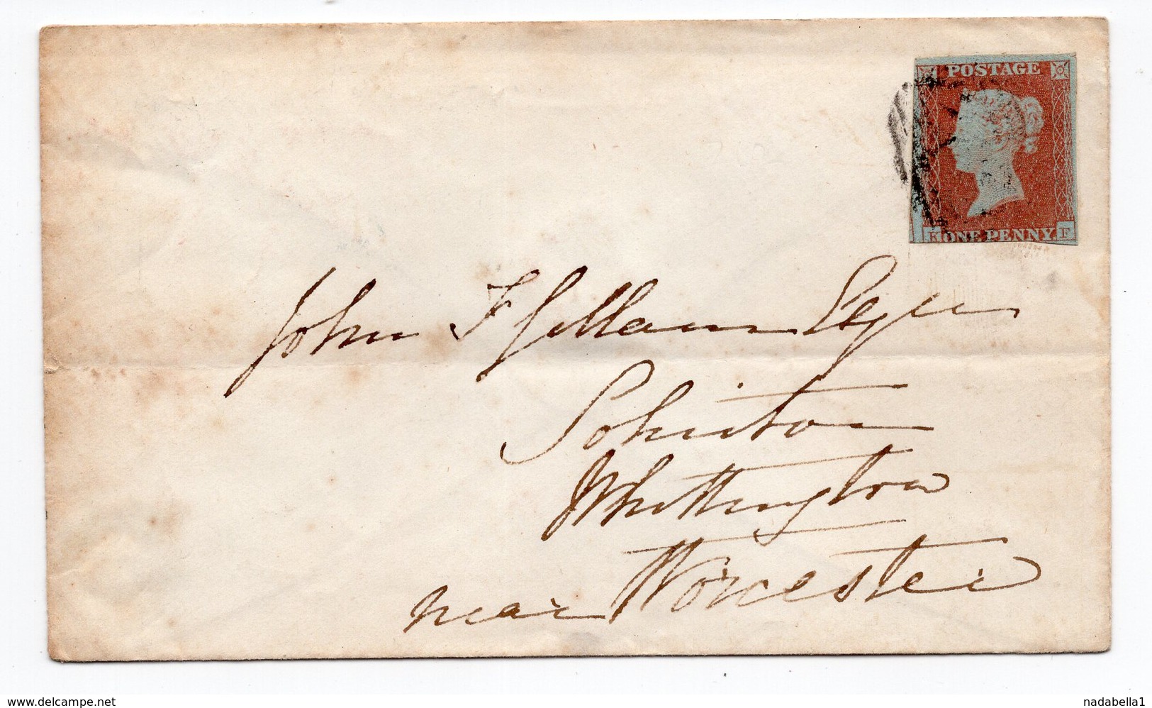 1852 GREAT BRITAIN, INTERNAL MAIL, DROITWICH TO WORCESTER, WAX SEAL - Covers & Documents