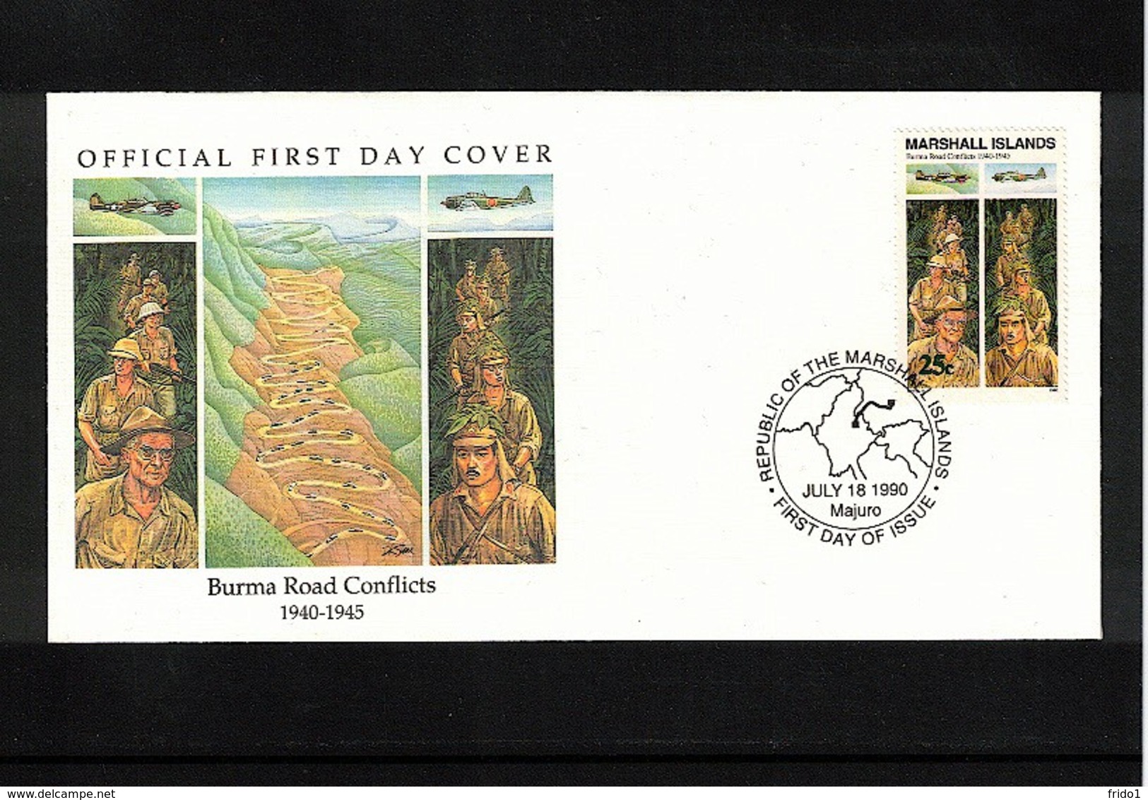 Marshall Islands 1990 Burma Road Conflicts FDC - 2. Weltkrieg