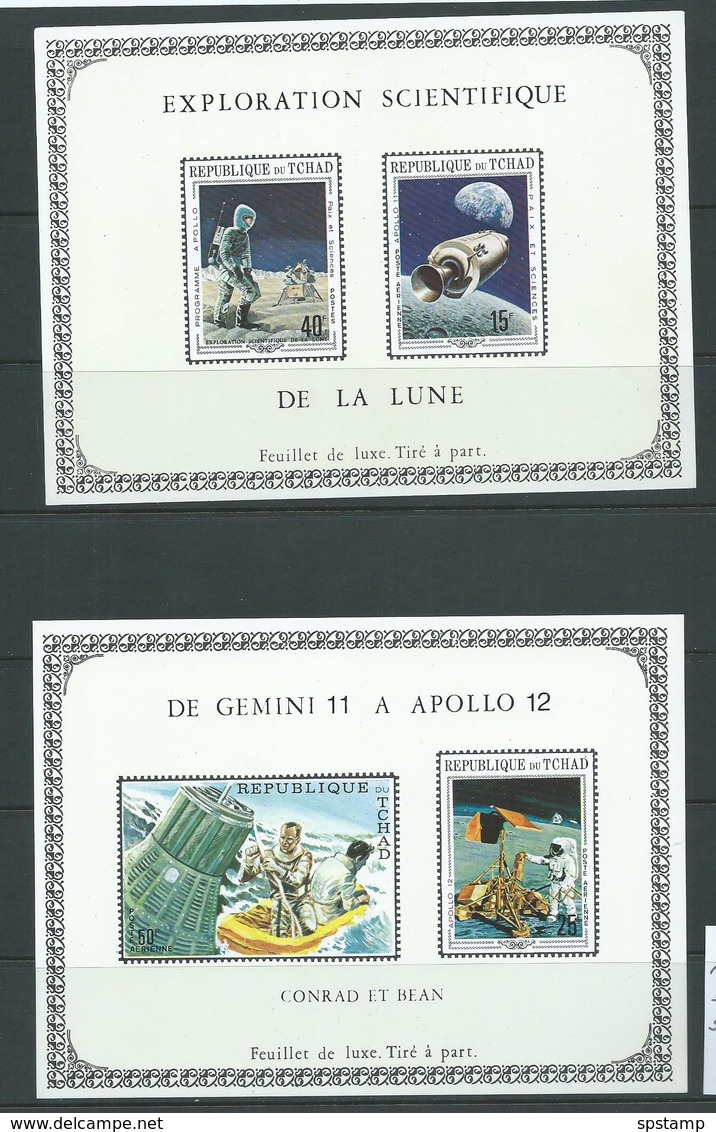 Chad 1970 Apollo 11 & 12 Space Missions Deluxe Sheets Imperforate MNH - Chad (1960-...)