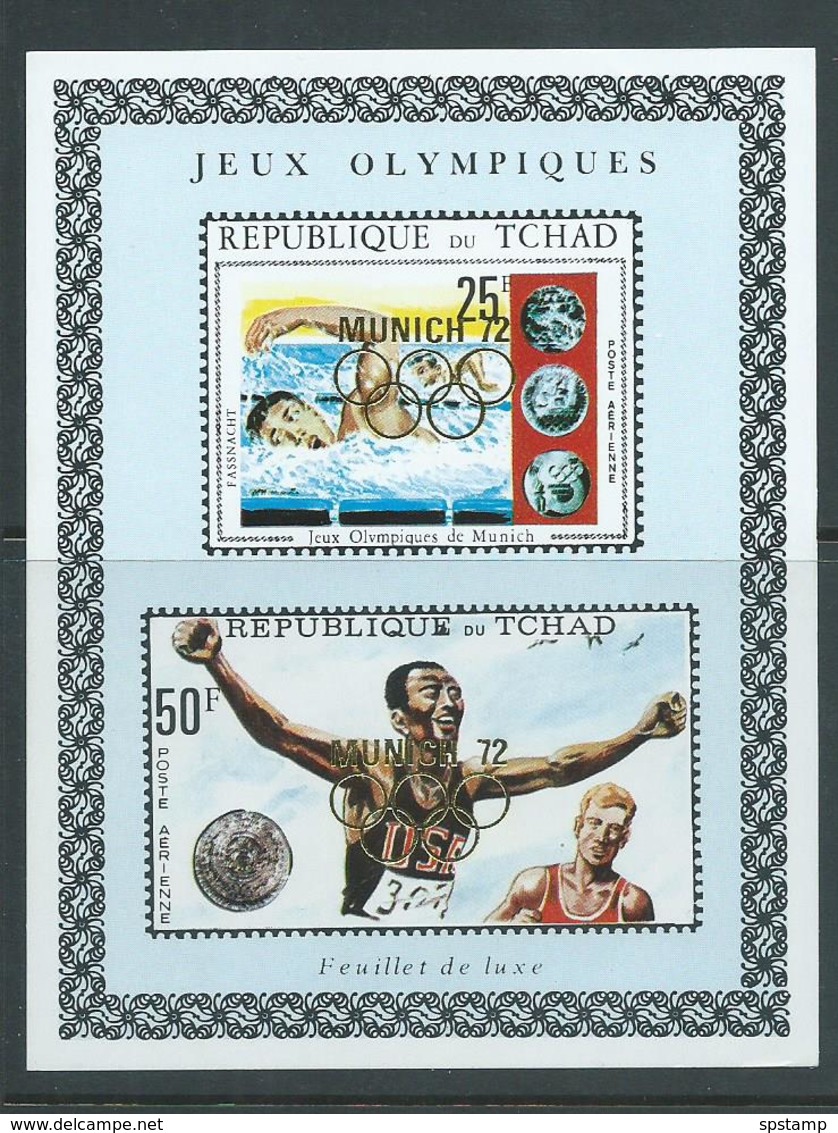 Chad 1972 Munich & Rings Gold Overprint On Summer Olympics Deluxe Sheet Imperforate MNH - Chad (1960-...)