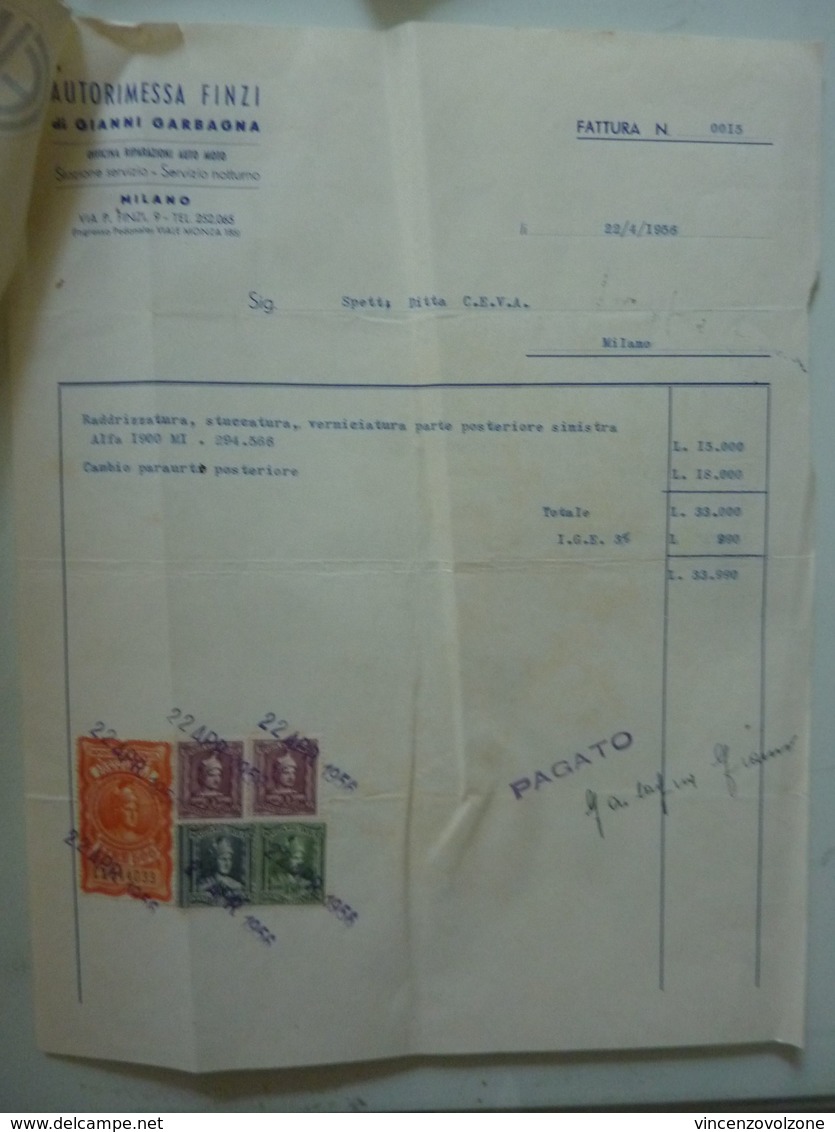 Due Lettere Commerciali  Unite "CEVA  MILANO - AUTORIMESSE FINZI MILANO" 1956 - Italia