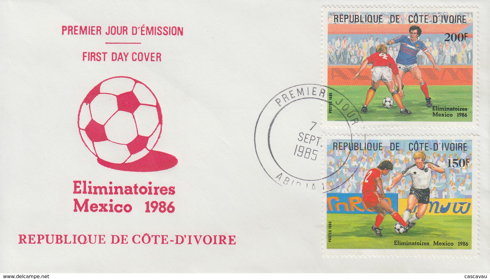 Enveloppe  FDC  1er  Jour   COTE  D' IVOIRE    Eliminatoires    Coupe  Du  Monde  De  FOOTBALL   MEXIQUE    1986 - 1986 – Messico