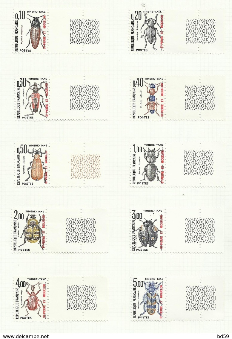 St  Pierre Et Miquelon 10 Timbres Taxes** N° 82-91 Coléoptères- 4 Scans - Postage Due
