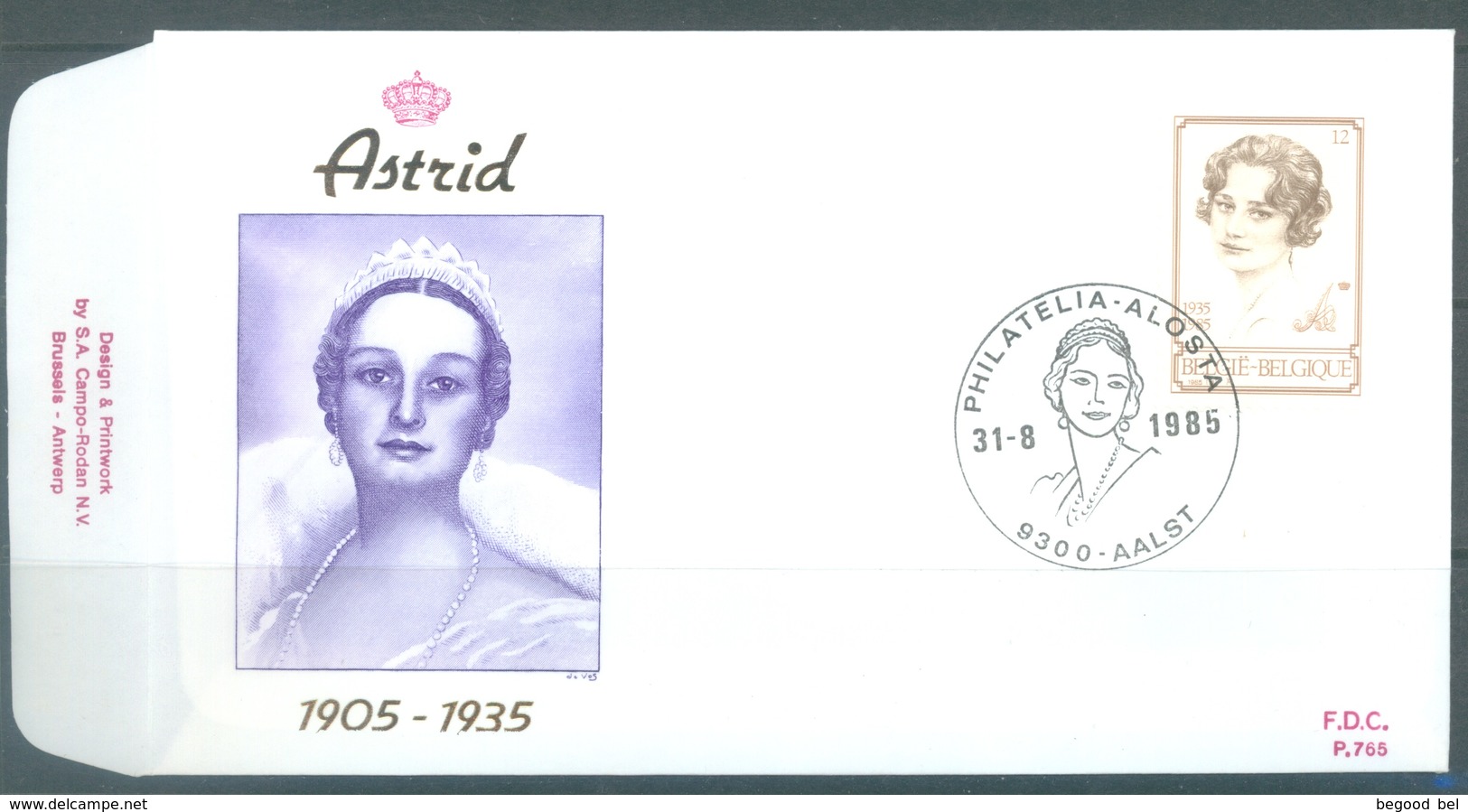 BELGIUM - 31.8.1985 - FDC - ASTRID - RODAN 765 AALST - COB 2183 - Lot 19597 - 1981-1990