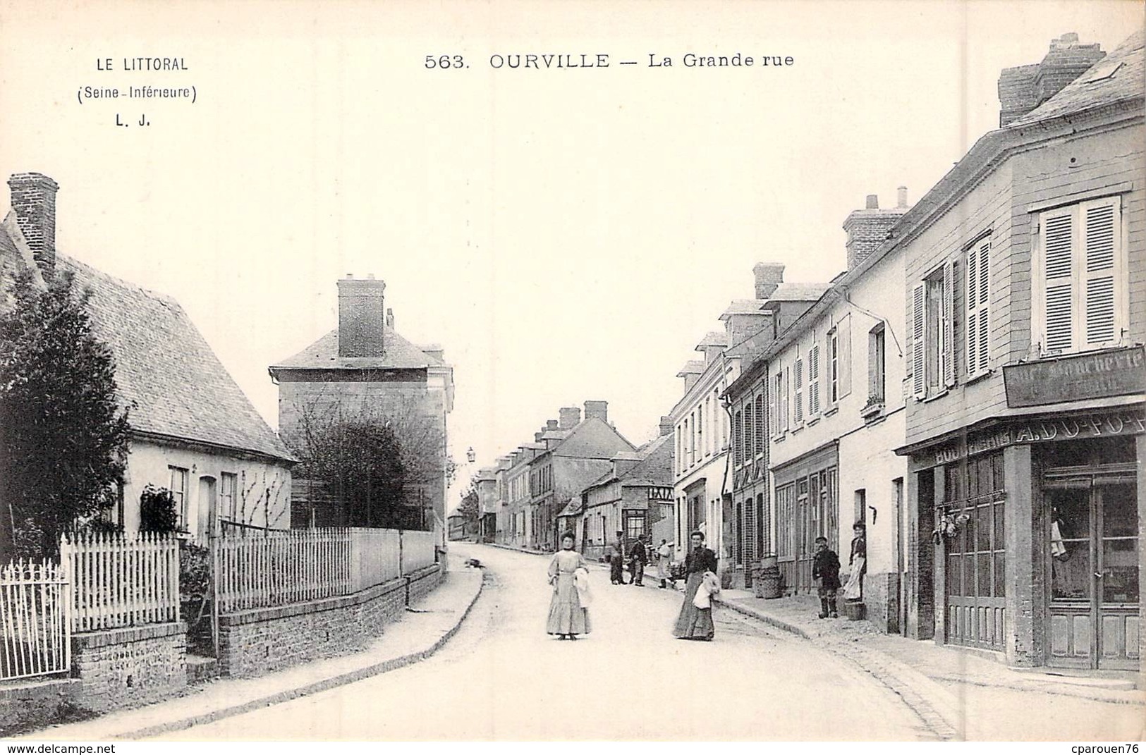 C P A  76 Seine Maritime Ourville En Caux La Grande Rue Carte Animée - Ourville En Caux