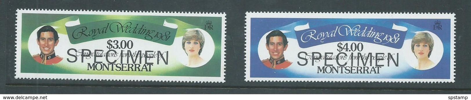 Montserrat 1981 Charles & Diana Royal Wedding $3 & $4 Specimen Overprints MNH - Montserrat
