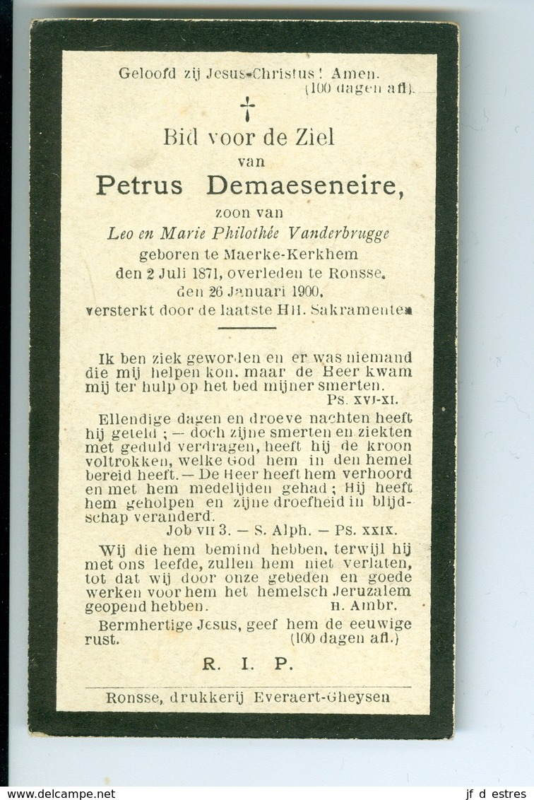 DP De Maeseneire Petrus, Ronse 1900 - Images Religieuses
