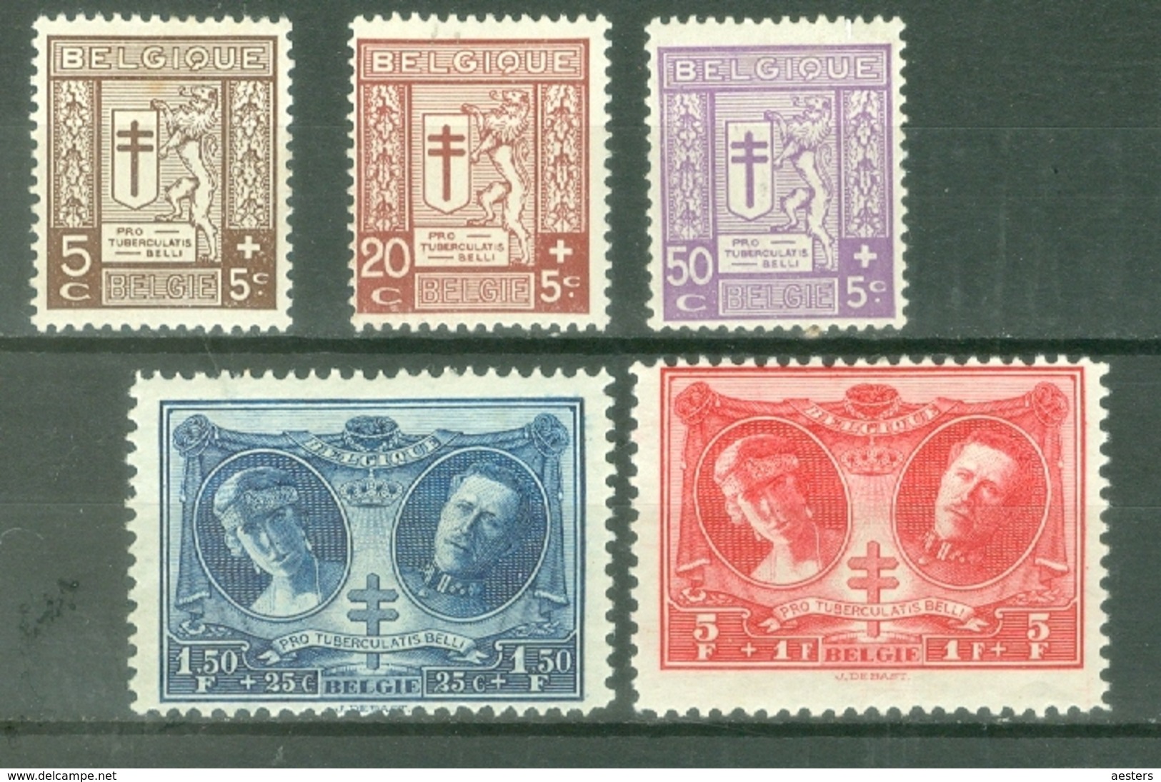 België 1926; Tuberculose Bestrijding, OCB 240-244.* (MLH, Plakker) - Ongebruikt