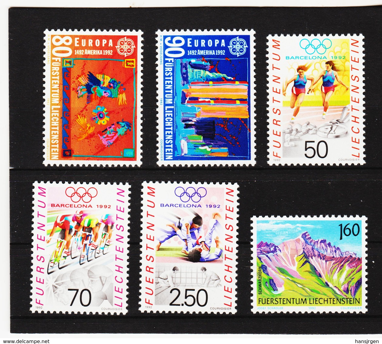 TNT340 LIECHTENSTEIN 1992 Michl 1033/38 ** Postfrisch SIEHE ABBILDUNG - Unused Stamps