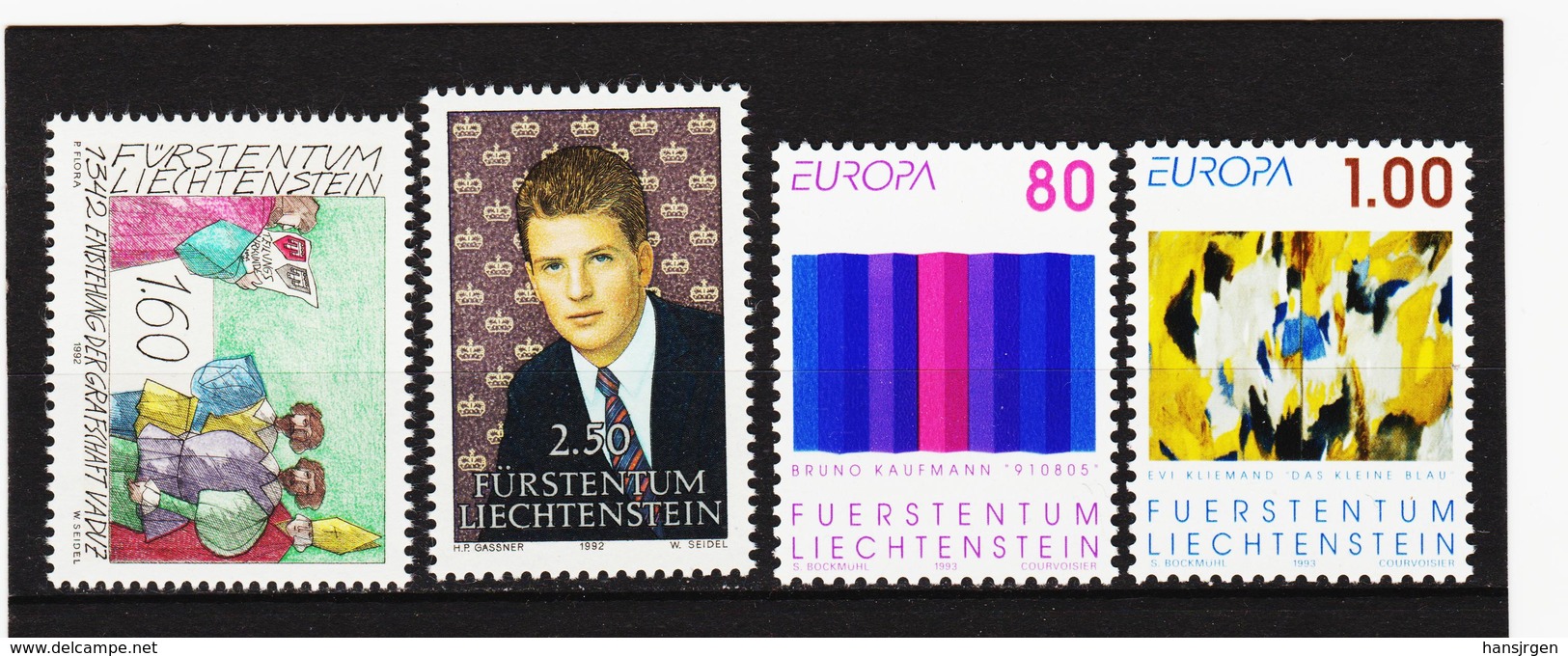 TNT341 LIECHTENSTEIN 1992/93 Michl 1049 + 1053/55 ** Postfrisch SIEHE ABBILDUNG - Ungebraucht