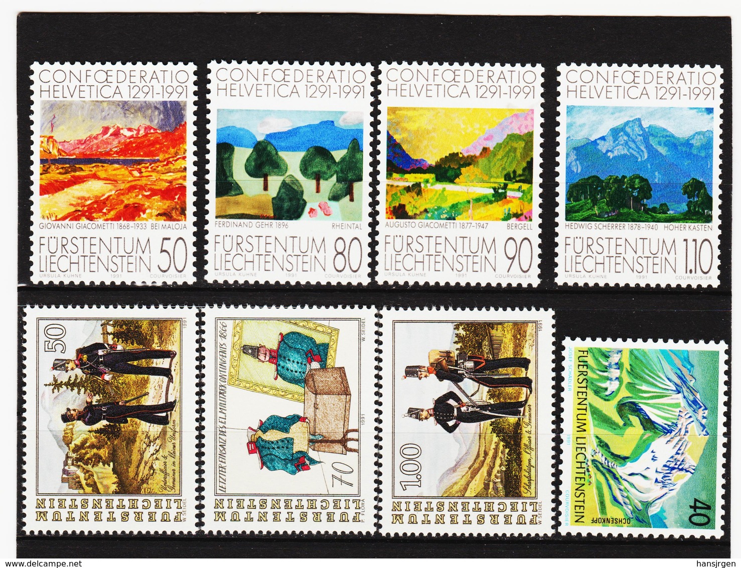 TNT343 LIECHTENSTEIN 1991 Michl 1016/23 ** Postfrisch SIEHE ABBILDUNG - Unused Stamps