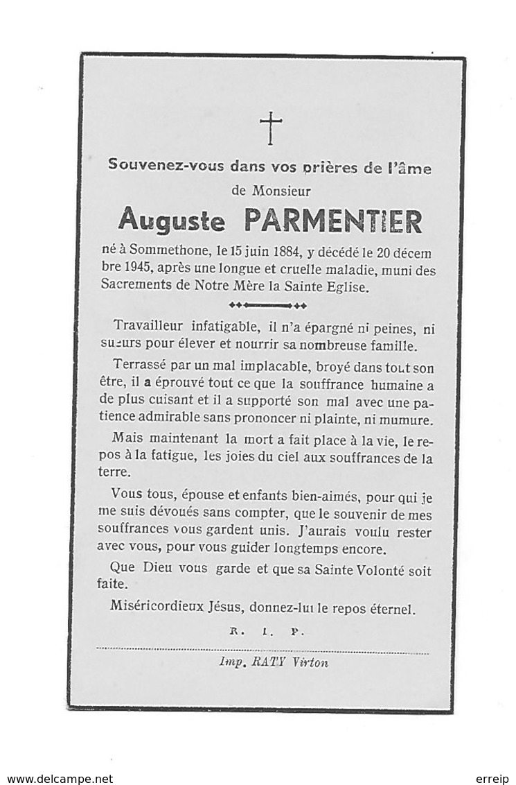 Auguste Parmentier  Sommethonne 1884 -1945 - Meix-devant-Virton