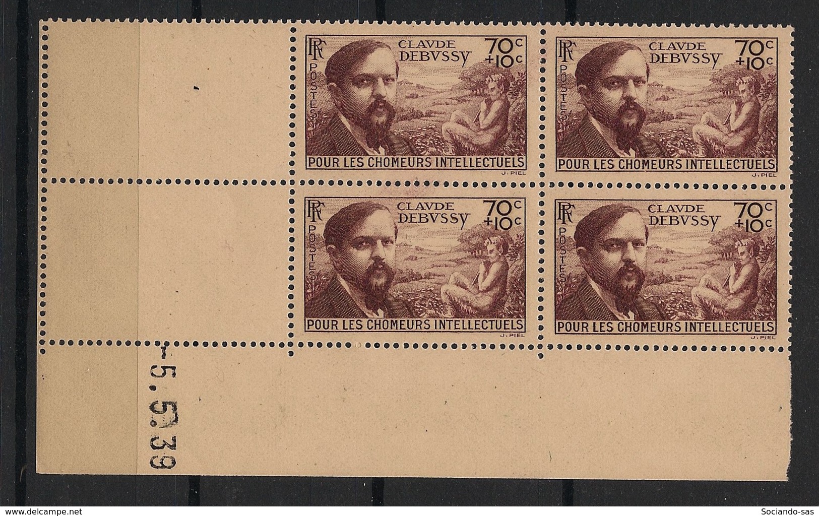 France - 1939 - N°Yv. 437 - Debussy - Bloc De 4 Coin Daté - Neuf Luxe ** / MNH / Postfrisch - 1930-1939