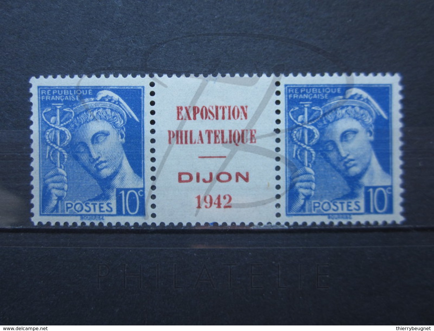 VEND BEAUX TIMBRES DE FRANCE N° 407 EN PAIRE, REPIQUAGE " DIJON 1942 " , X !!! - 1938-42 Mercure