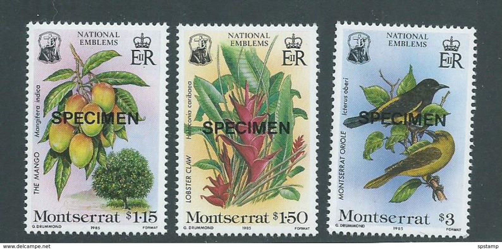 Montserrat 1985 National Emblems Set 3 Specimen Overprint MNH - Montserrat