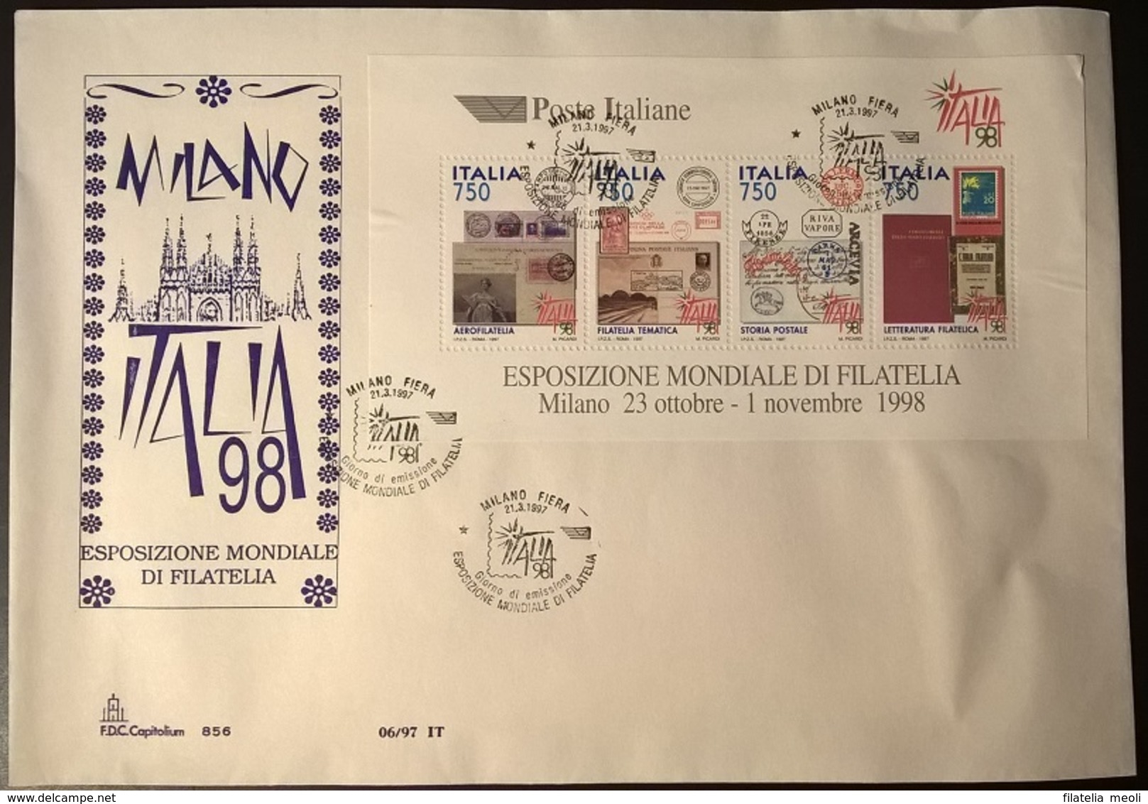 ITALIA 1997 ESPOSIZIONE FILATELICA DEL 1998 SU FDC - FDC