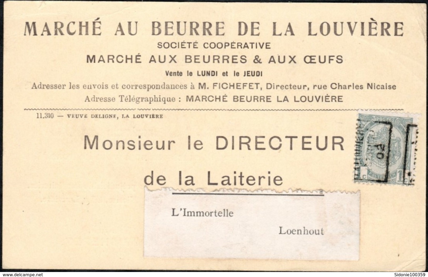 Carte Affranchie Par 1 Timbre Préoblitéré Envoyée De La Louvière (station) Vers Loenhout En 1902 - Roller Precancels 1900-09