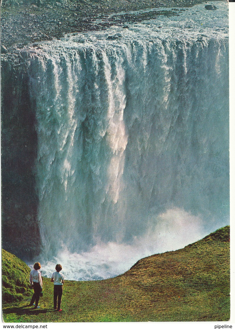 Iceland Postcard Sent To Denmark 1971 ?? (Waterfall Dettifoss) - Iceland