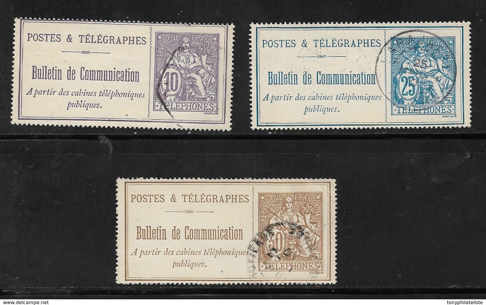 France Timbres  Télégraphes N°22 + 24 Et 25 Oblitérés - Telegraph And Telephone