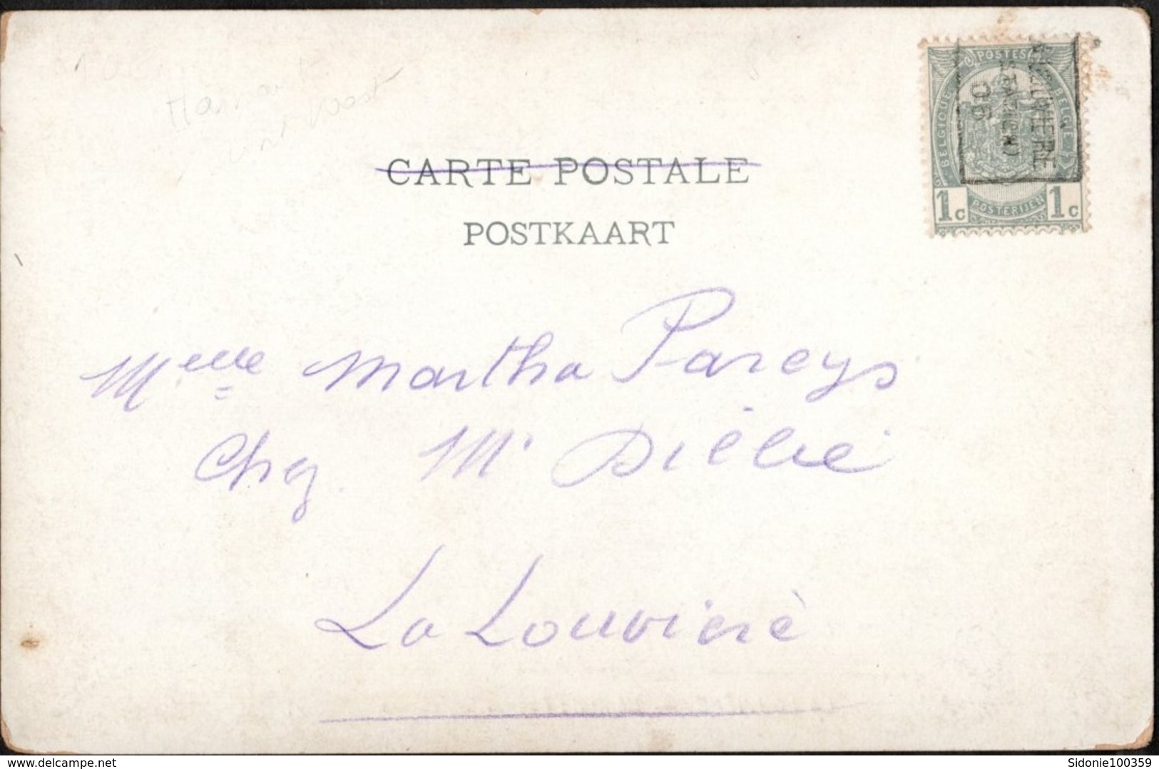 Carte Illustrée Affranchie Par 1 Timbre Préoblitéré Envoyée De La Louvière (station) En Ville En 1906 - Roulettes 1900-09