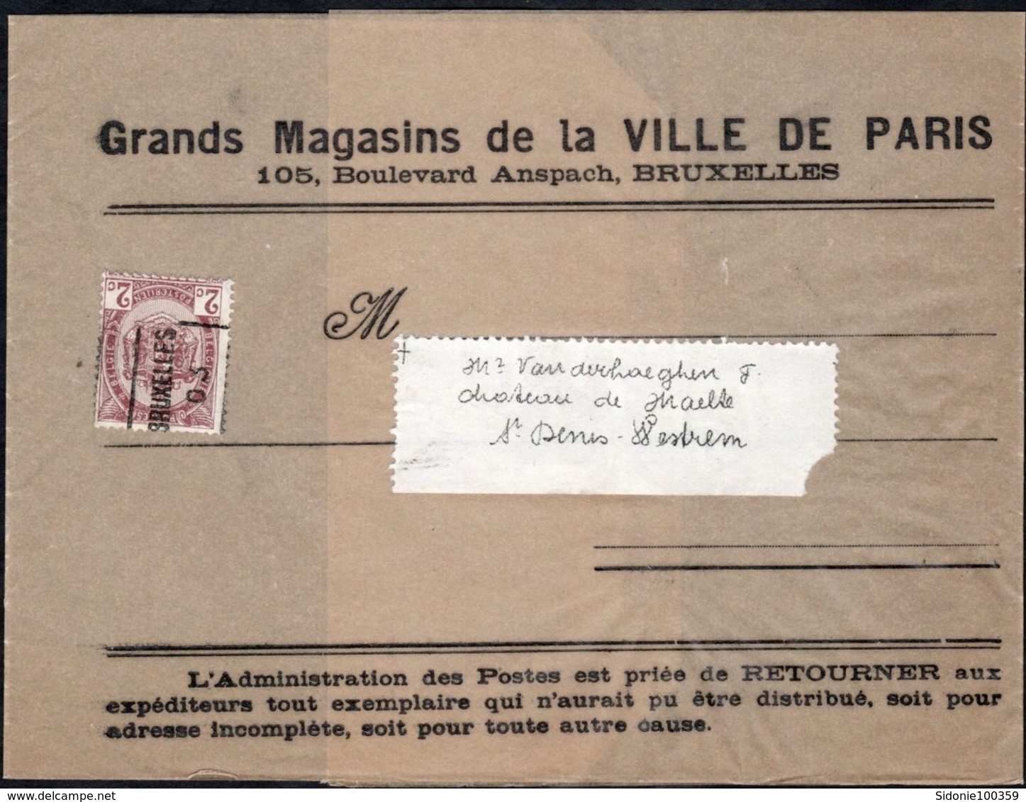 Bande Journal Affranchie Par 1 Timbre Préoblitéré Envoyée De Gand Vers Saint Denis Westrem En 1903 - Roulettes 1900-09