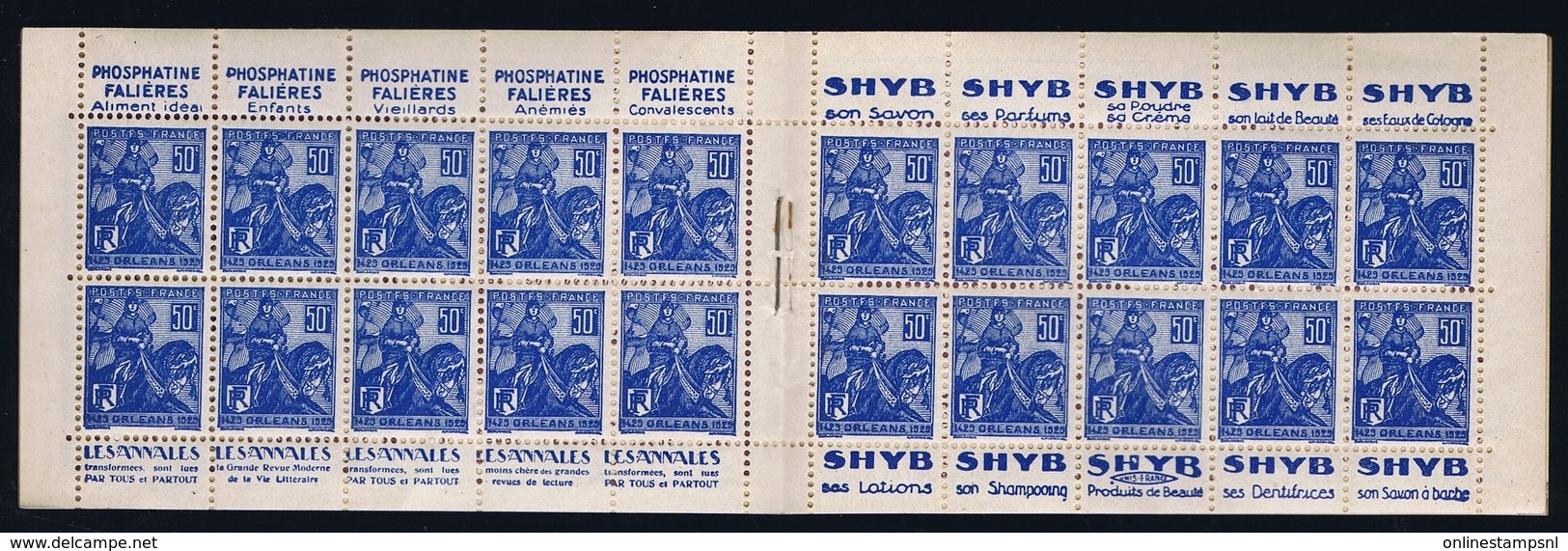 France Carnet Yv 257-C7 Postfrisch/neuf Sans Charniere /MNH/** Phosphtine Faliers  SHYB  1929 Cantenat  Huile Calve - Andere & Zonder Classificatie