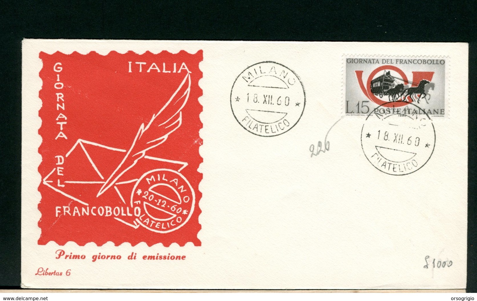 ITALIA - FDC - 1960 -  GIORNATA FRANCOBOLLO - FDC