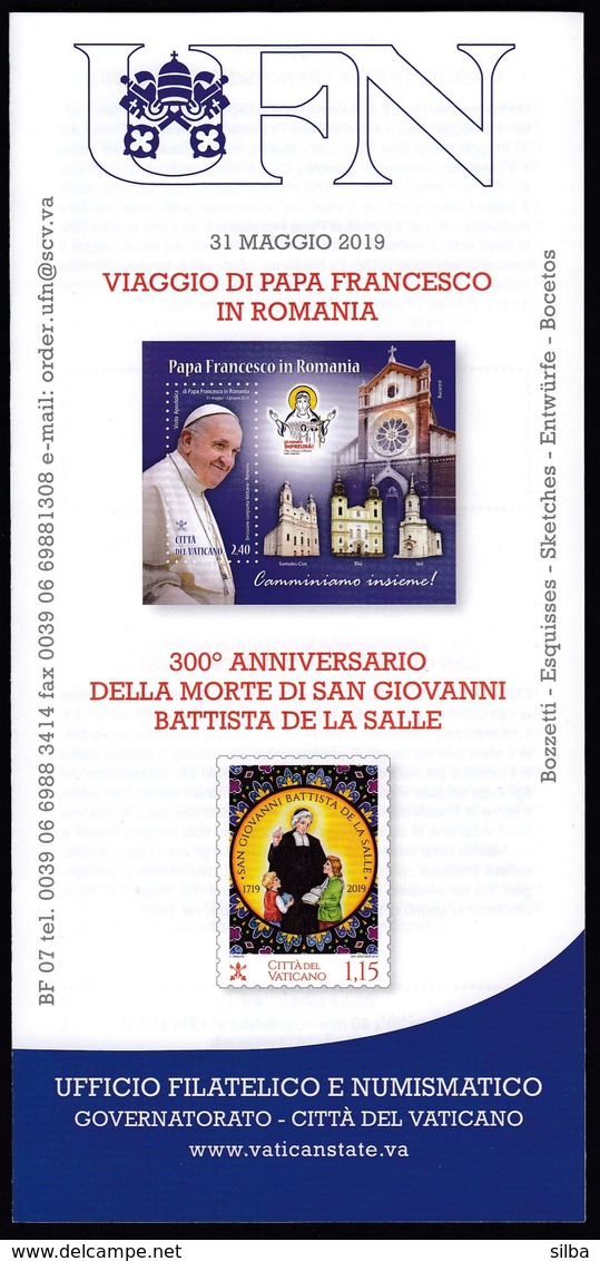 Vatican 2019 / Journey Of Pope Francis To Romania, 300th Ann. Of The Death Of St. John Baptist / Prospectus, Leaflet - Lettres & Documents