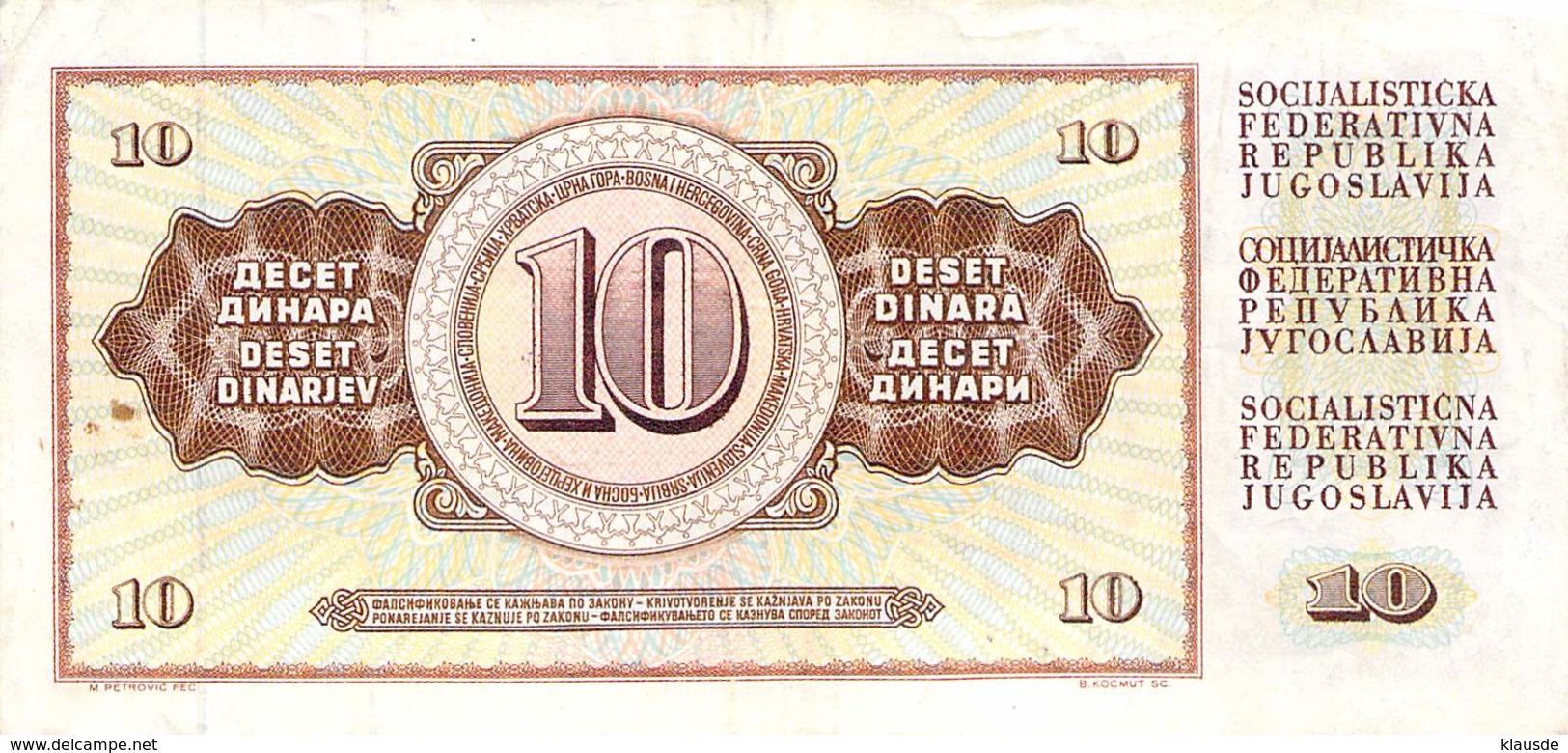 10 Dinar Banknote Jugoslawien 1981 VF/F (III) - Jugoslawien