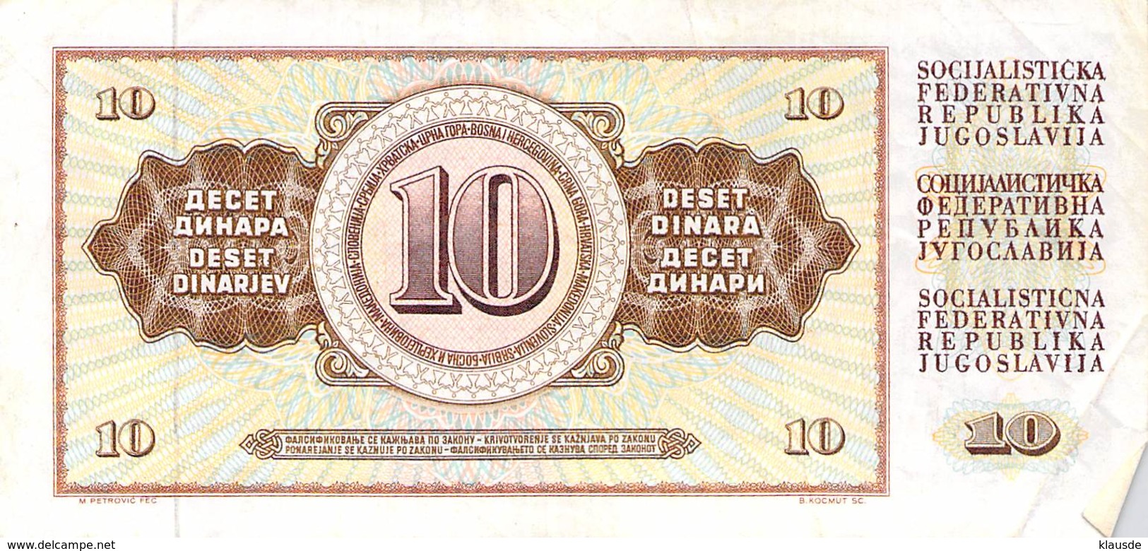 10 Dinar Banknote Jugoslawien 1978 VF/F (III) - Jugoslawien