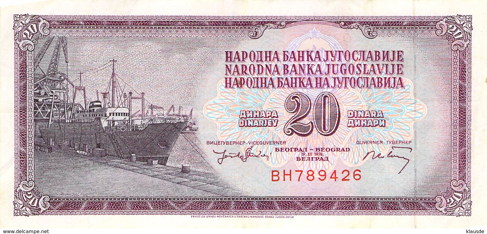 20 Dinar Banknote Jugoslawien 1974 VF/F (III) - Jugoslawien