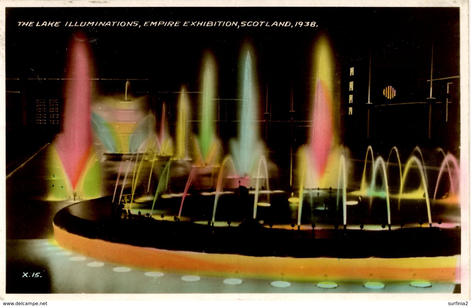 EXHIBITIONS - 1938 SCOTLAND EMPIRE EXHIBITION - GLASGOW - THE LAKE ILLUMINATIONS RP Gls109 - Exhibitions