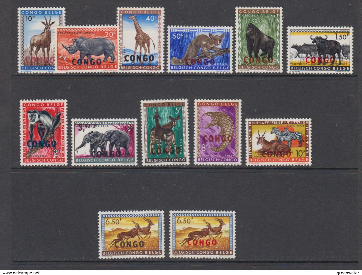 Congo 1960 Animals Ovptd 13v (6.50fr Both Ovptd (red & Black) ** Mnh (42937) - Andere & Zonder Classificatie
