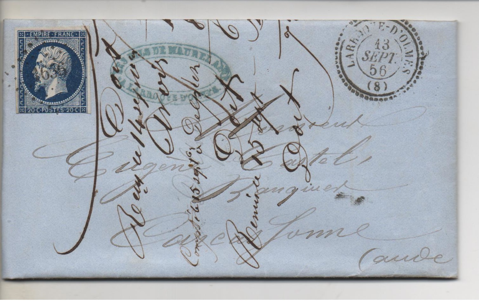 Cachet Perlé De LARROQUE D'OLMES (Ariège) De Septembre 1856 - 1849-1876: Période Classique