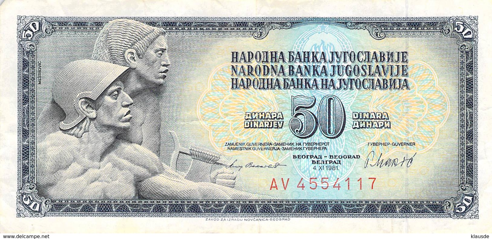 50 Dinar Banknote Jugoslawien 1981 VF/F (III) - Jugoslawien
