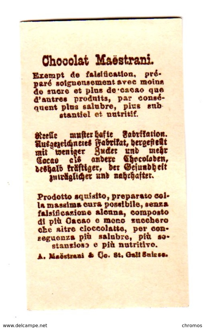 Petite Chromo Chocolat Maestrani, Suisse, Schweiz - Autres & Non Classés