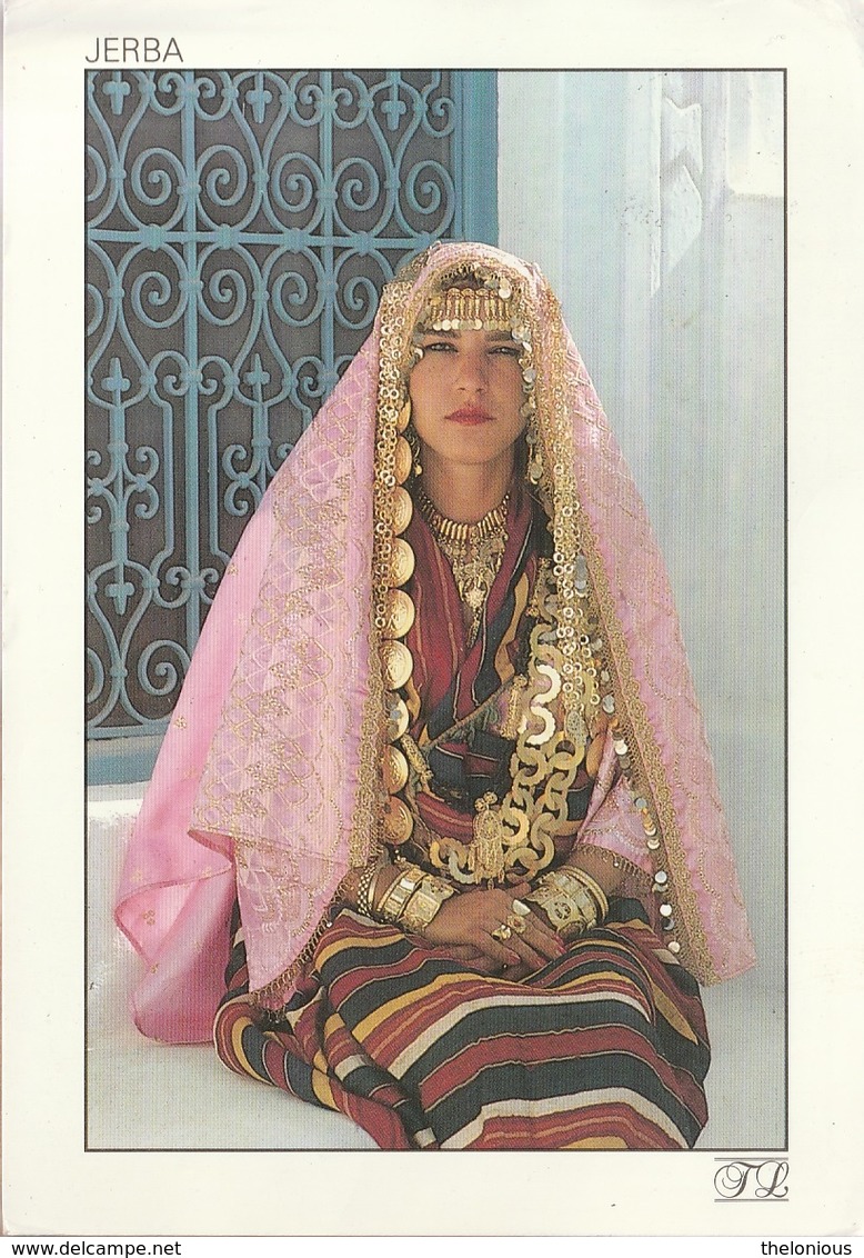 * Cartolina - Tunisia - JERBA - Giovane Sposa Houmt Souk - Viag. Per Ponzone 1989 - Tunesië