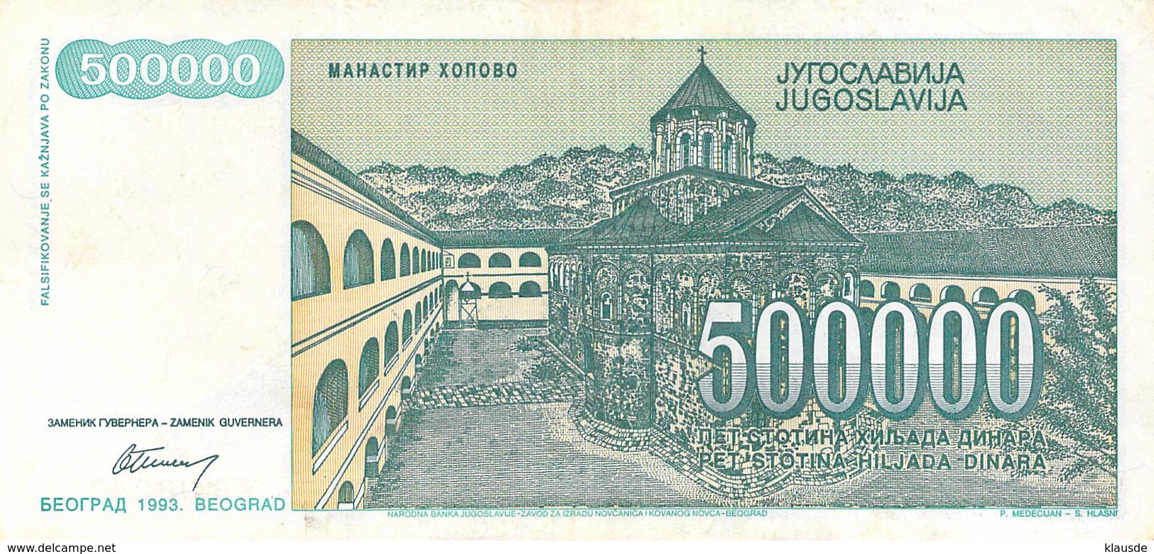 500 000 Dinar Banknote Jugoslawien 1998 VF/F (III) - Jugoslawien