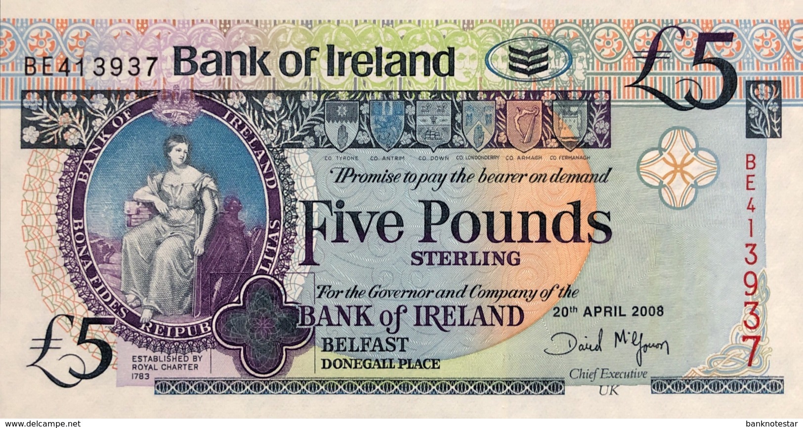 Northern Ireland 5 Pounds, P-83 (20.4.2008) - UNC - 5 Pounds