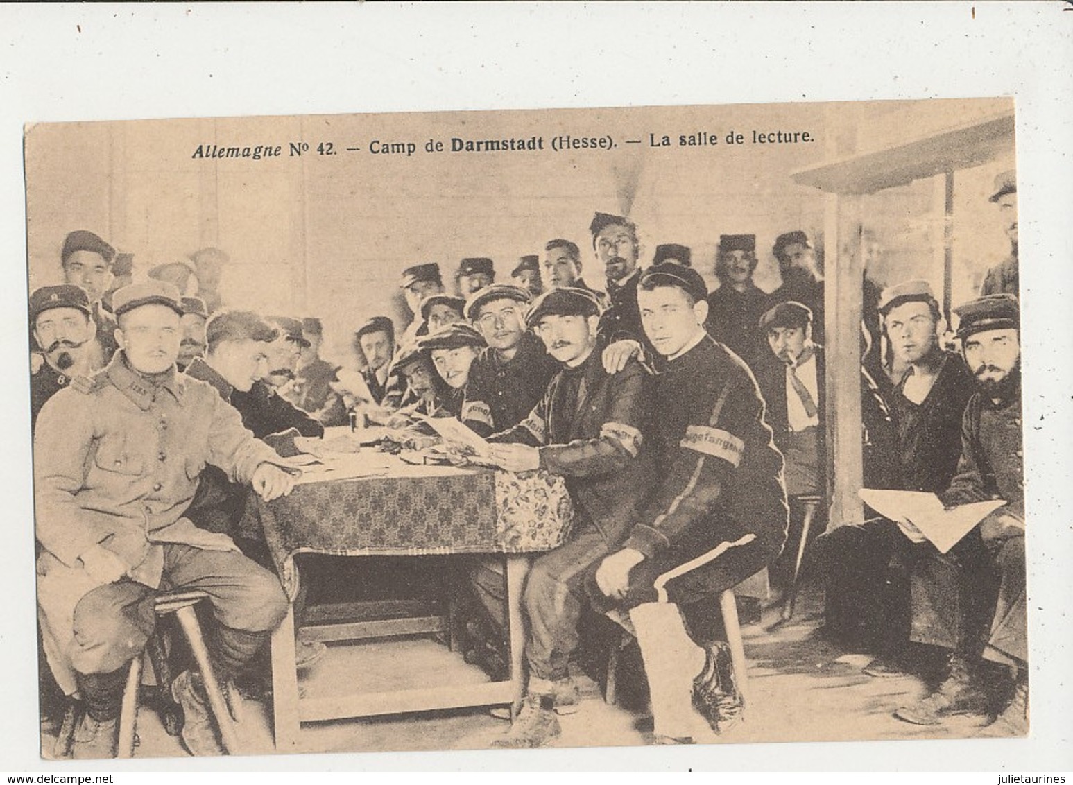GUERRE DE 1914 ALLEMAGNE CAMP DE DARMSTADT LA SALLE DE LECTURE CPA BON ETAT - Guerre 1914-18