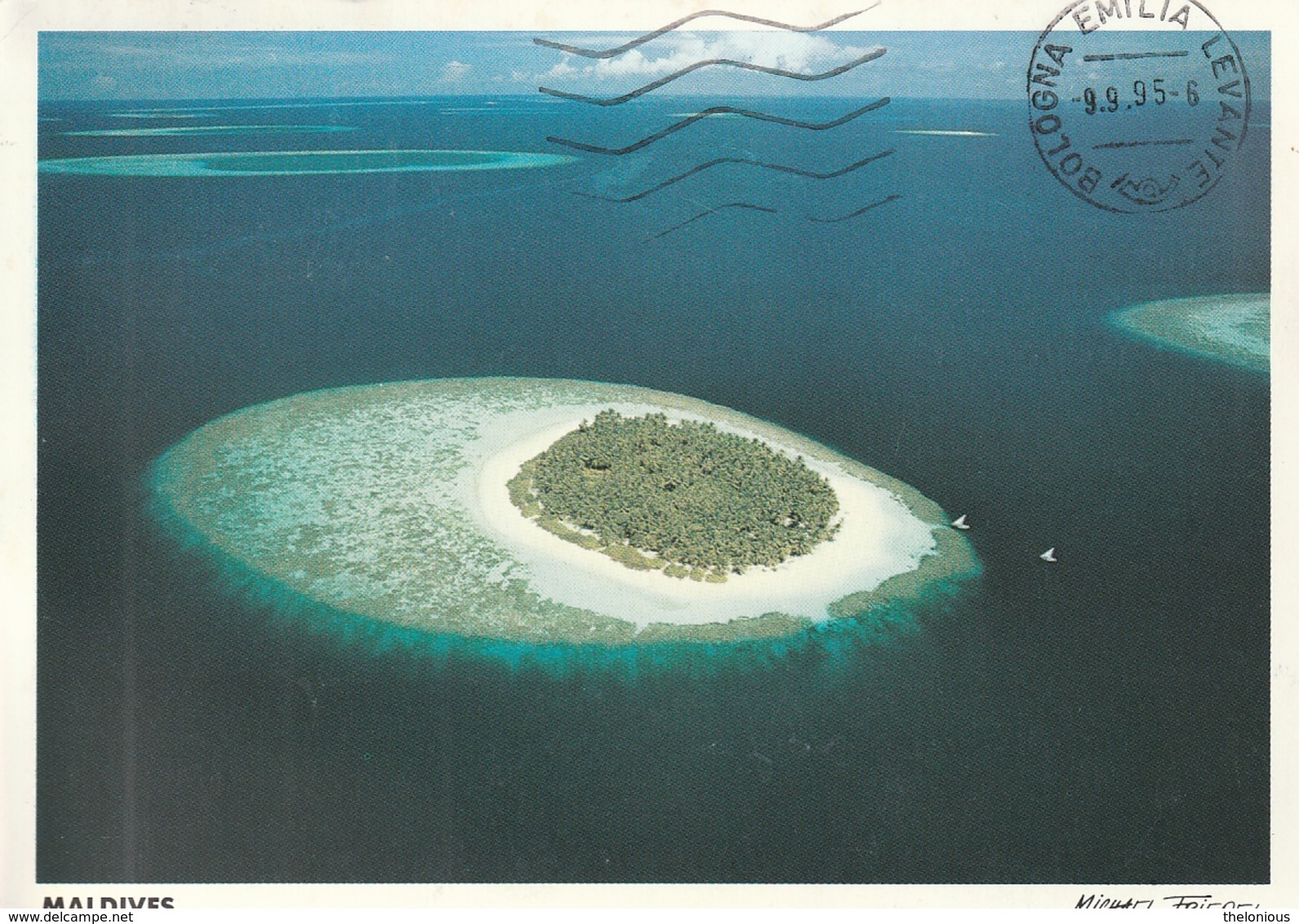 * Cartolina - Maldive - Atollo - Viag. Per Bologna 1995 - Maldiven