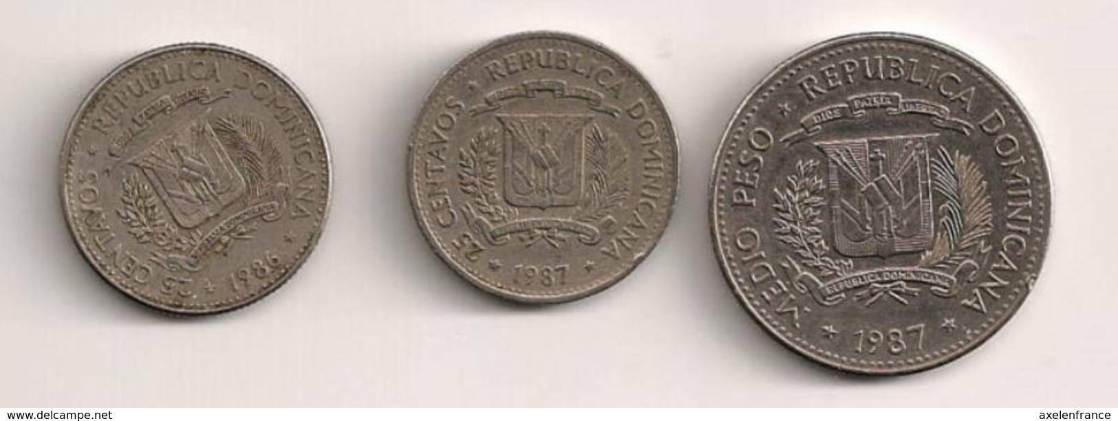 Dominicaine - 25 Centavos 1986 - 25 Centavos 1987 - Medio Peso 1987 - Dominicaanse Republiek