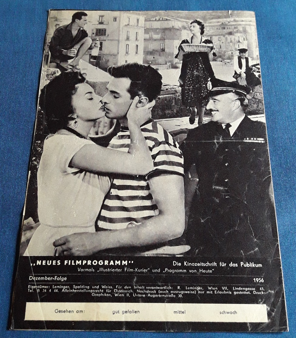 Sophia Loren, Vittorio De Sica, Lea Padovani > "Liebe, Brot Und 1000 Küsse" > Altes NFP-Filmprogramm '1956 (fp324) - Zeitschriften