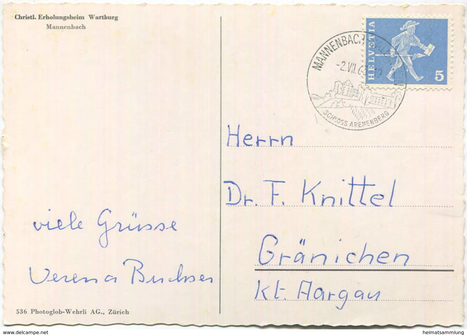 Mannenbach - Christliches Erholungsheim Wartburg - AK Grossformat - Verlag Photoglob-Wehrli Zürich Gel. 1963 - Sonstige & Ohne Zuordnung