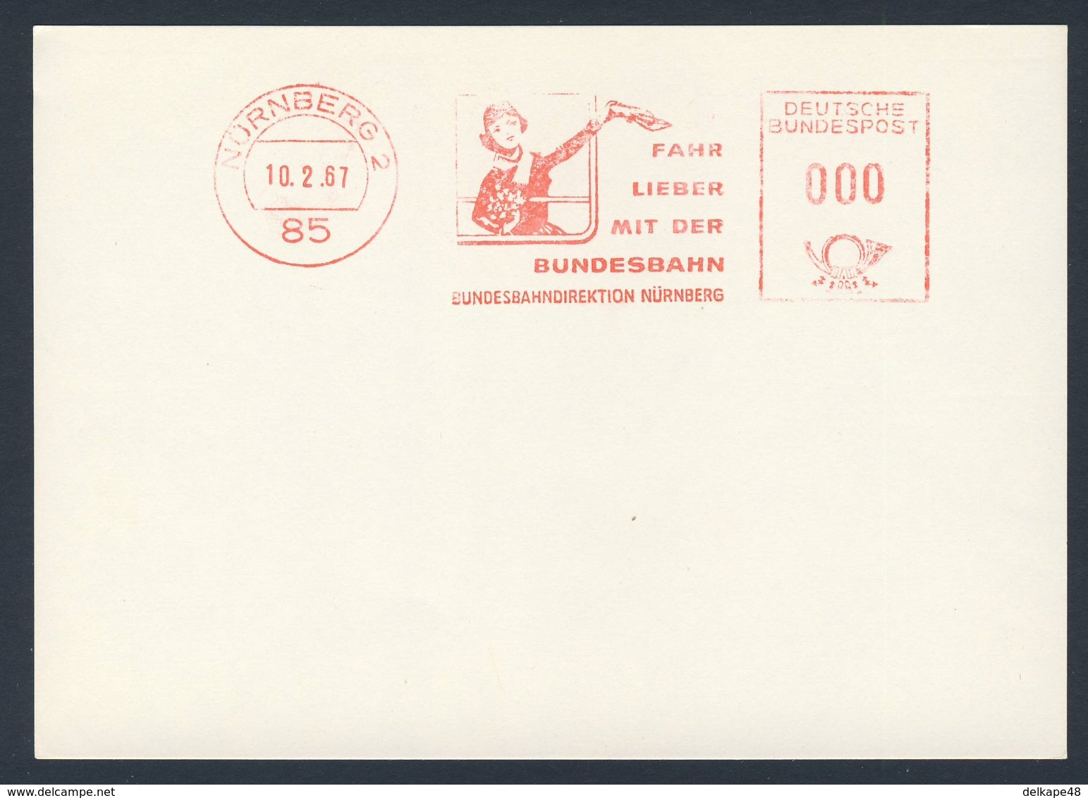 Deutschland Germany 1967 Adresband - Fahr Lieber Mit Der Bundesbahn, Nürnberg / Ride With The Bundesbahn - Treinen