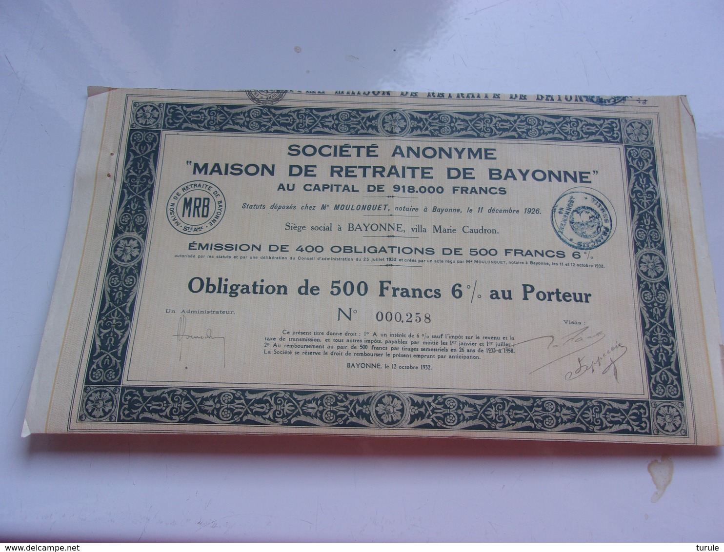 MAISON DE RETRAITE DE BAYONNE (1932) - Other & Unclassified