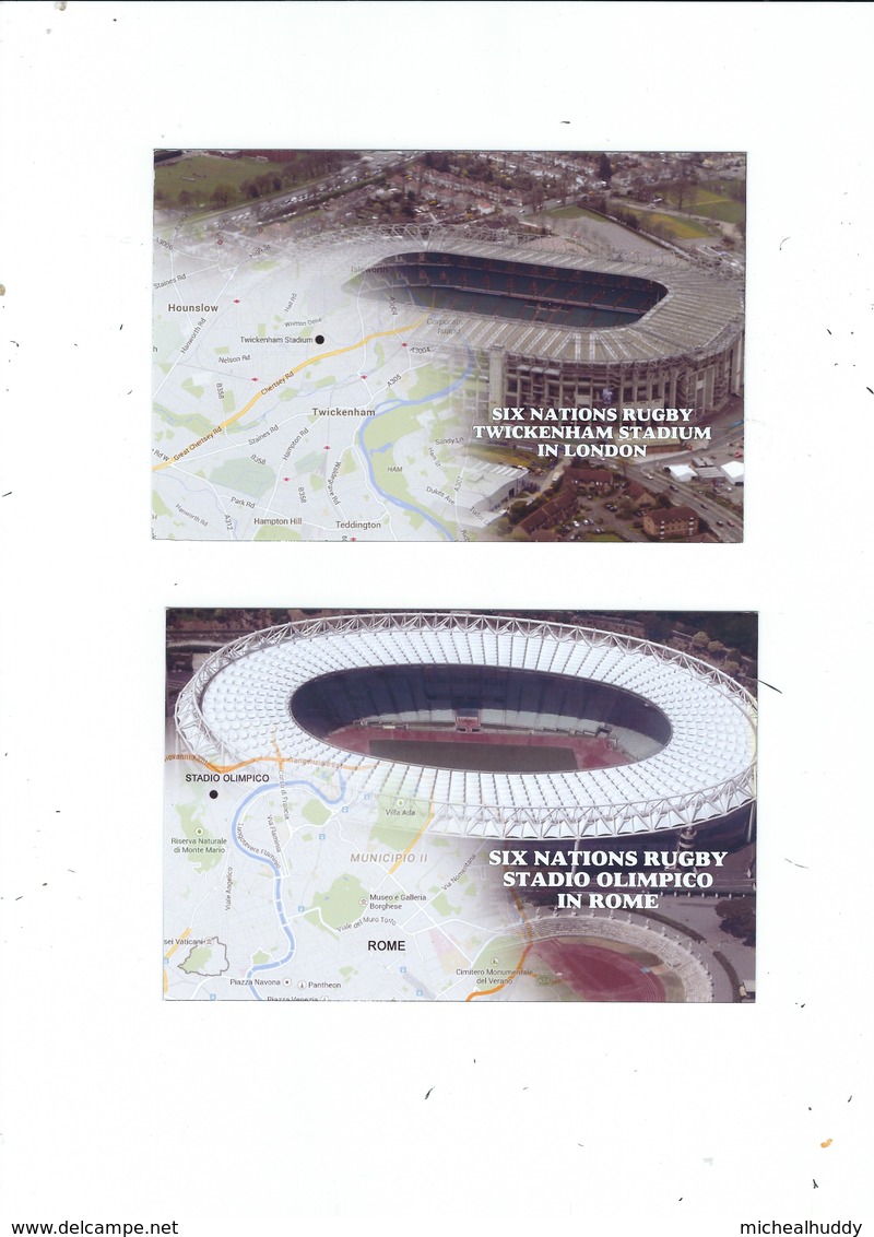 SET OF 6 POSTCARDS  2015  RUGBY SIX NATION STADIUMS (MAP RELATED) - Rugby