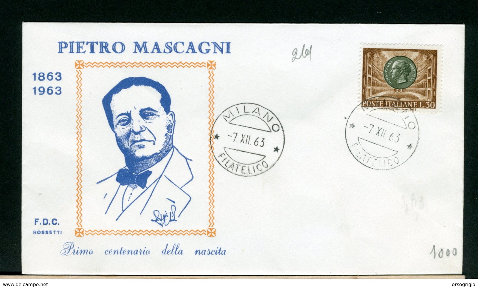 ITALIA - FDC - 1963 -  PIETRO  MASCAGNI - FDC