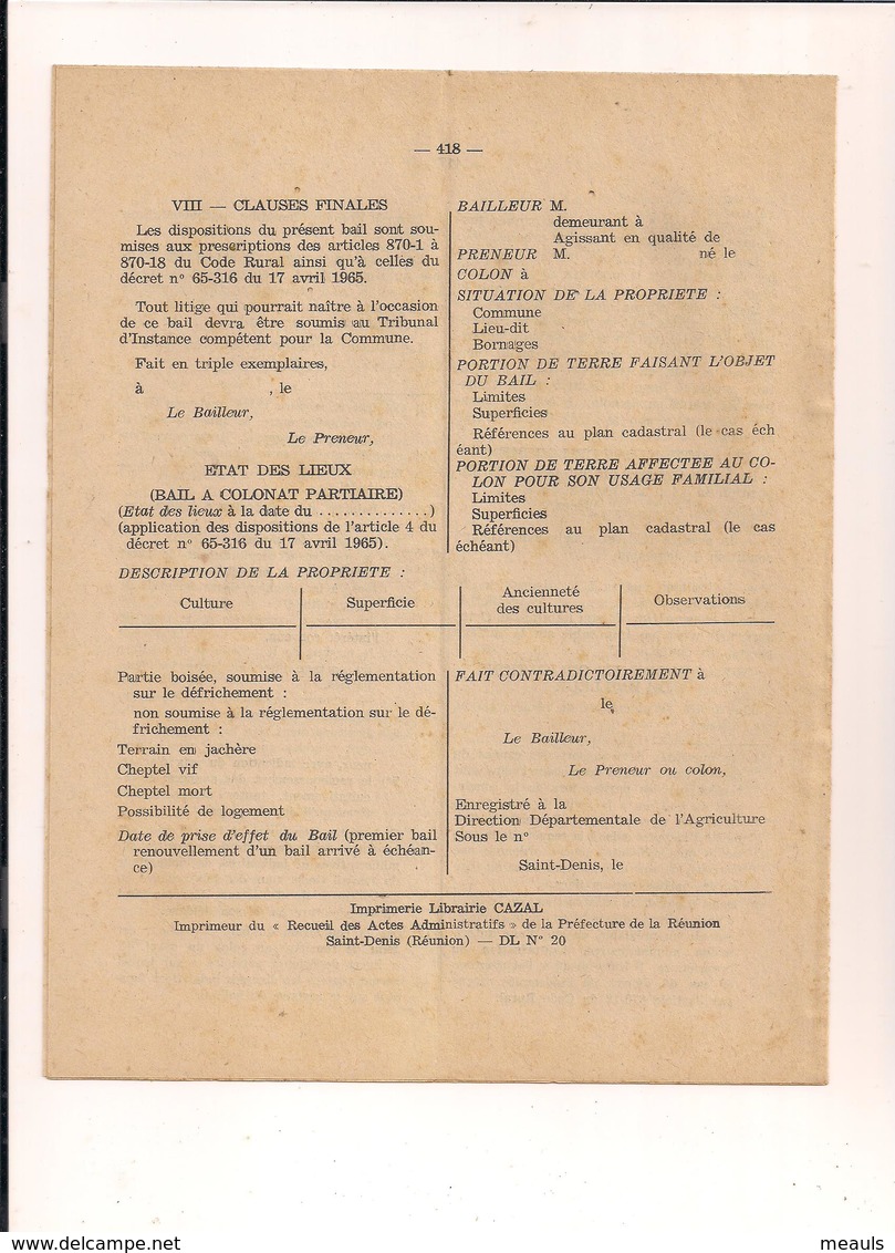 RÉUNION..JOURNAL ET BULLETIN OFFICIEL  DE L'ILE DE LA RÉUNION JUILLET   1944..RECUEIL DE LA PRÉFECTURE 1965 - Autres & Non Classés